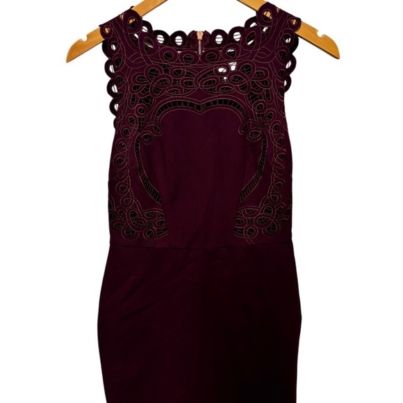 Ted Baker London | Women's Burgundy Lace Detail Cocktail Dress - Picture 3 of 9